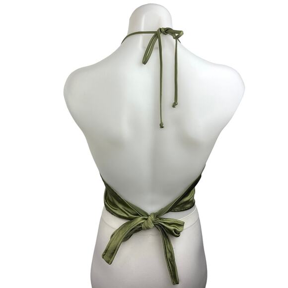 Urban Outfitters Motel Green Satin Silk Sleeveless Cami Camisole Crop Top Size S - Picture 5 of 8